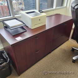 Mahogany 4 Drawer Credenza Lateral File Cabinet, Locking